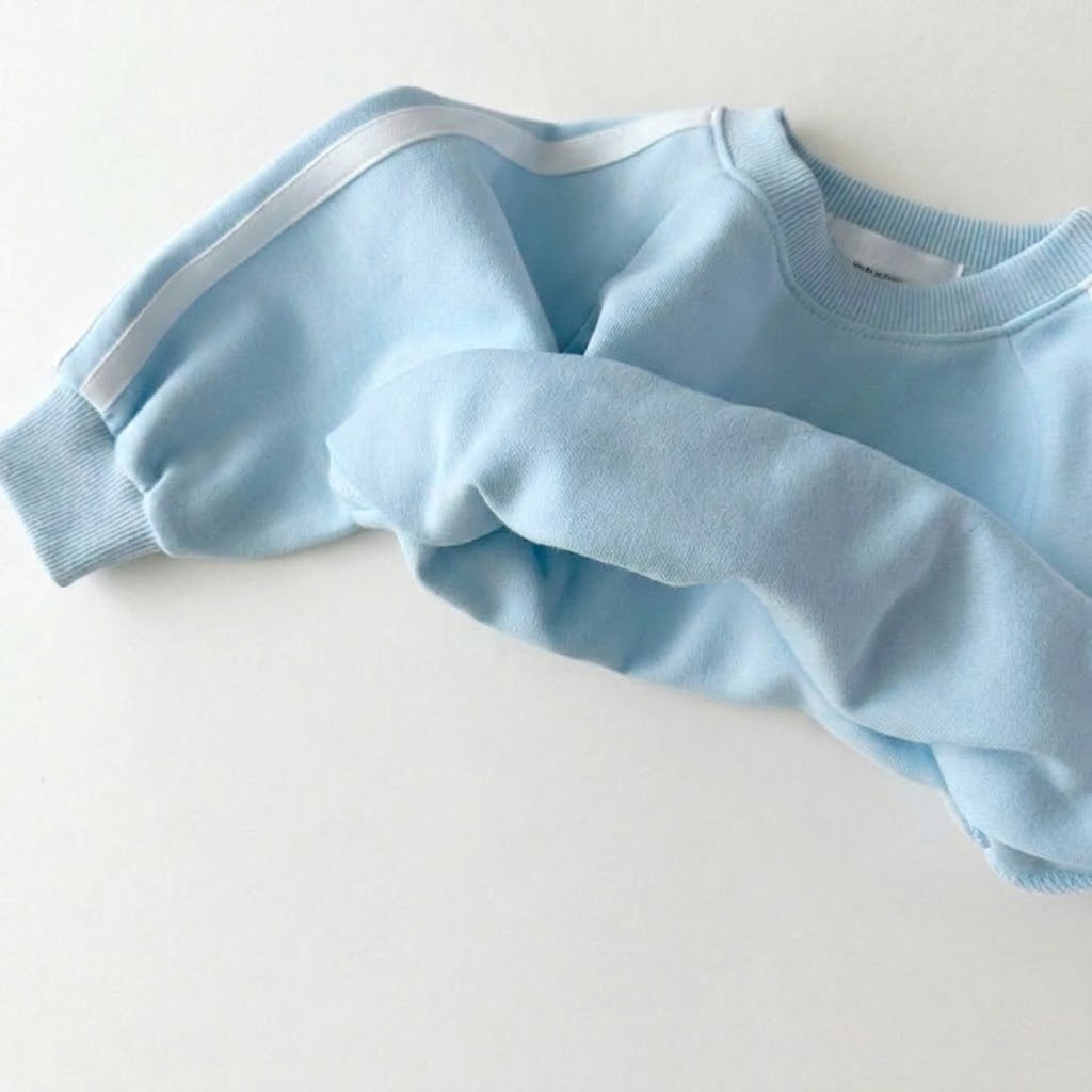 Kids Retro Sweatshirt Shorts Set with Side Stripes