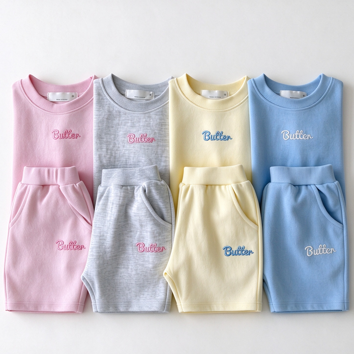 Girls' Pastel Butter Embroidered Sweatshirt & Jogger Set