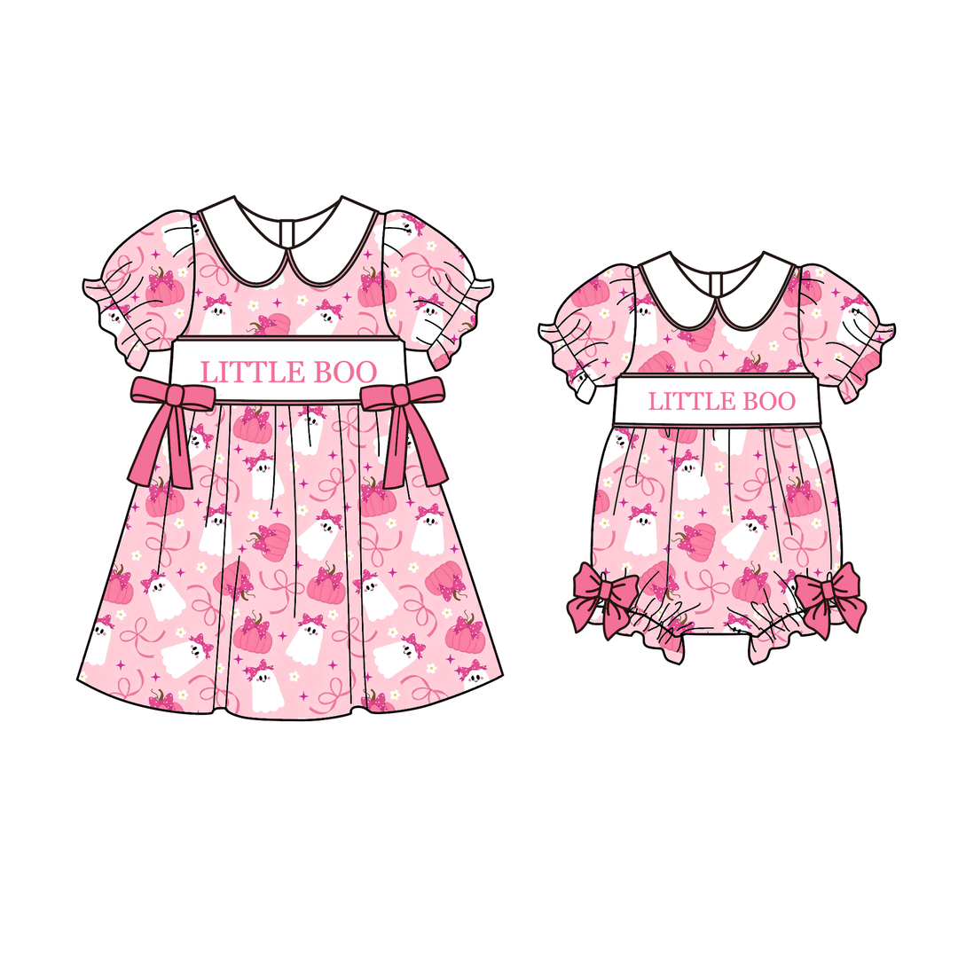 Personalized custom name Halloween Cute Ghost Embroidered Dress