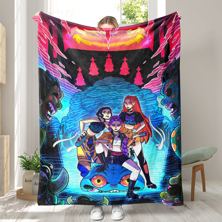 Kpop demon Hunters Throw Blanket soft flannel Blanket