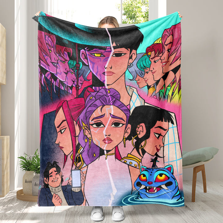Kpop demon Hunters Throw Blanket soft flannel Blanket