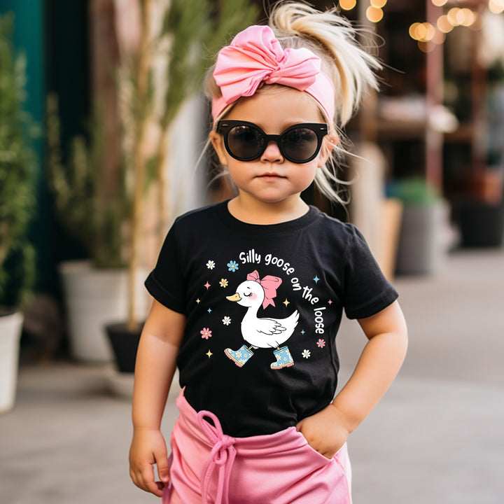 Girls cute silly goose short-sleeved T-shirt