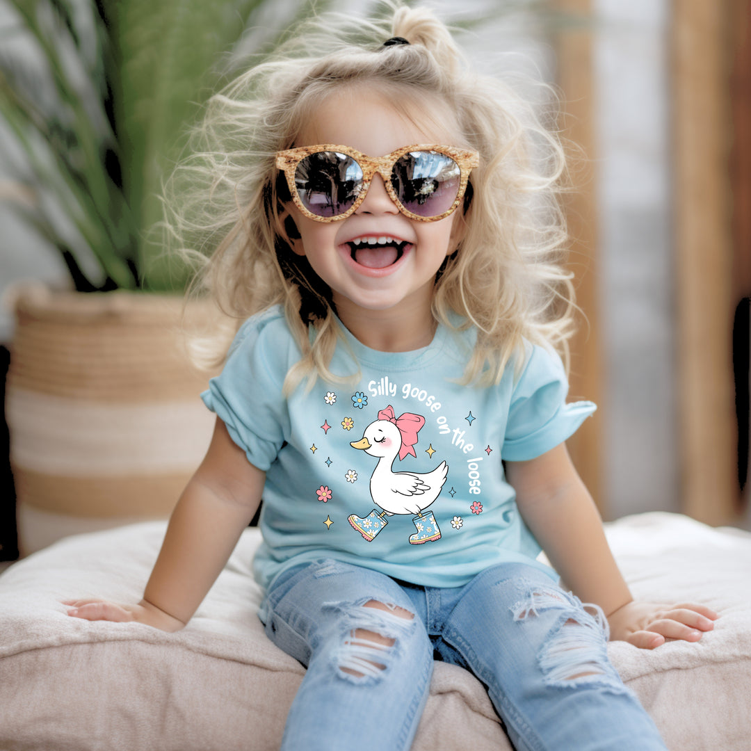 Girls cute silly goose short-sleeved T-shirt