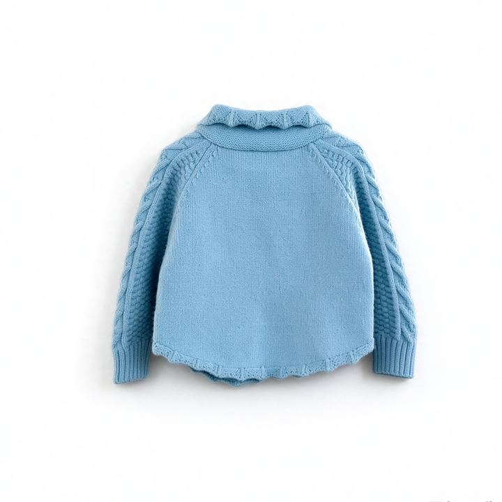 Baby Girl Cable Knit Pom Pom Cardigan Jacquard Knit Sweater Coat