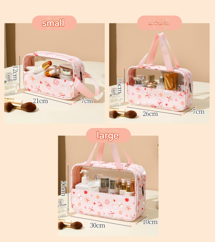 PVC large capacity cosmetic bag portable travel bag-3pcs set