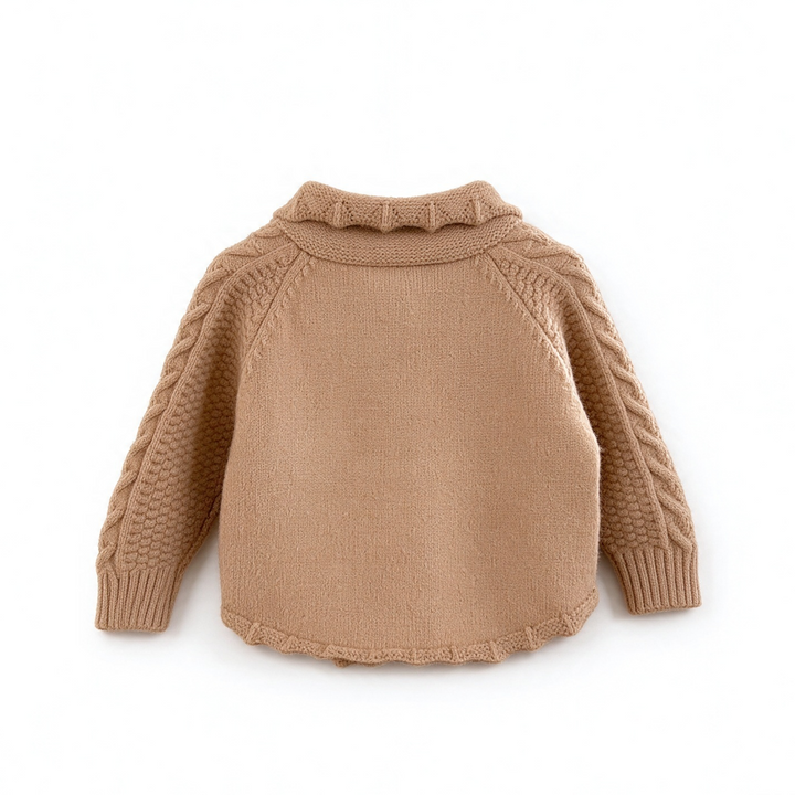 Baby Girl Cable Knit Pom Pom Cardigan Jacquard Knit Sweater Coat