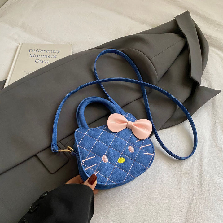 Embroidered Kitten & Bowknot Mini Handbag for Girls