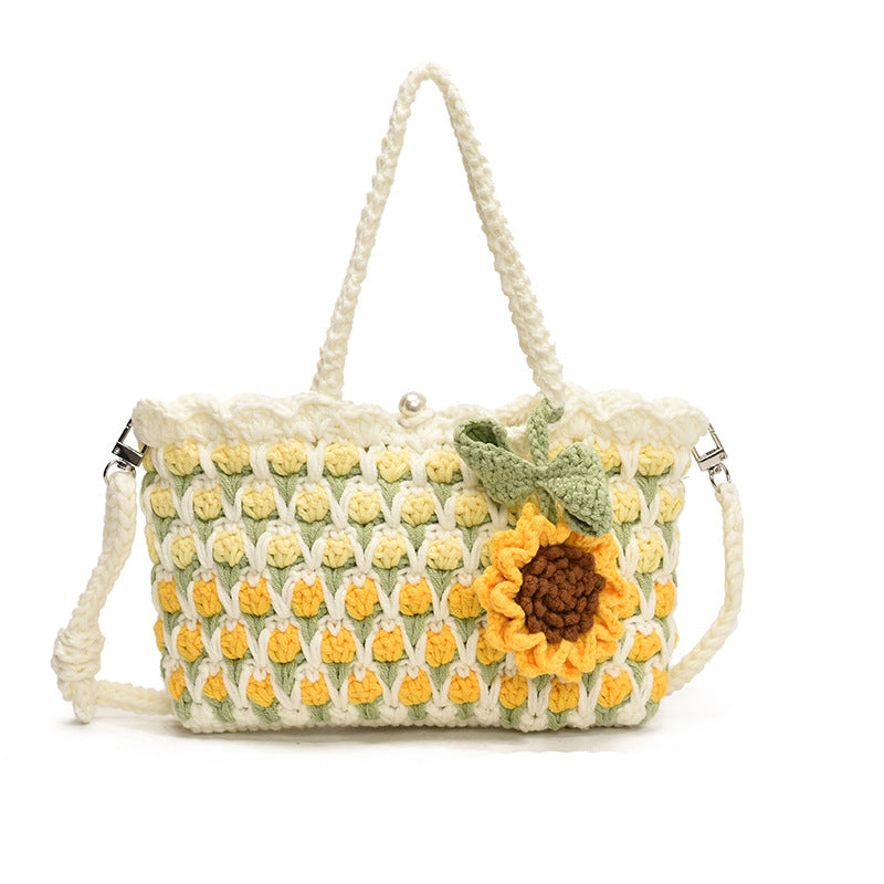 Hand-Crocheted Sweet Floral Shoulder Bag for summer