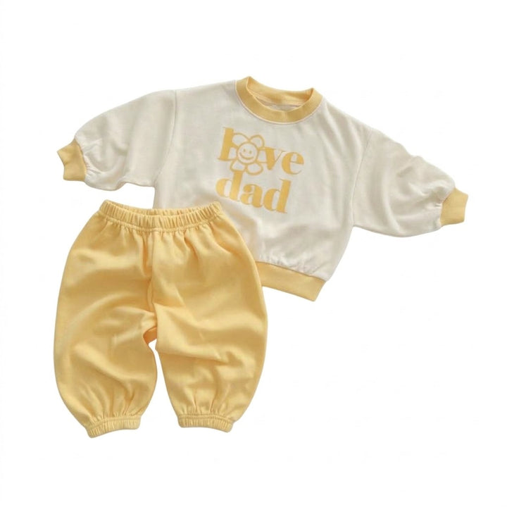 Baby Girl Love Mom Dad Print Sweatshirt &amp; Pants Outfit Set