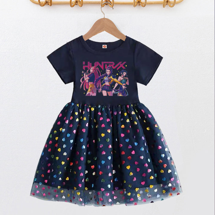 Girls'huntr/x inspired short-sleeved tutu sequin dress