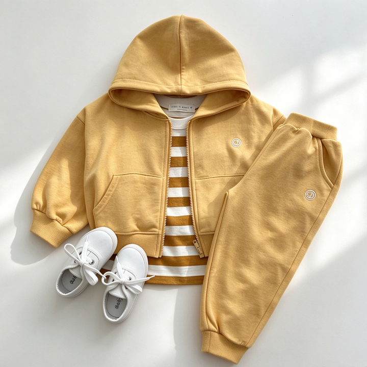 Zip-Up Hoodie Jacket &amp; Sweatpant 2PCS Set for Boys and Girls