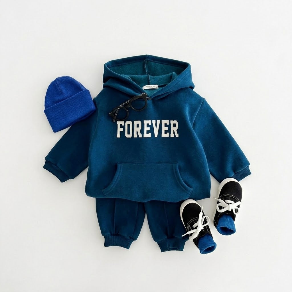 Kids Fleece-Lined Pullover Hoodie &amp; Sweatpants 2PCS Set