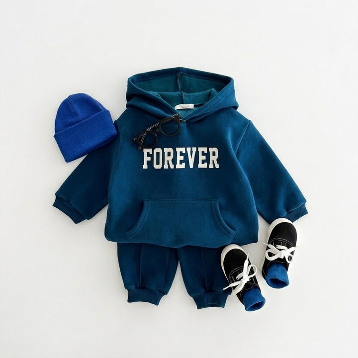 Kids Fleece-Lined Pullover Hoodie &amp; Sweatpants 2PCS Set