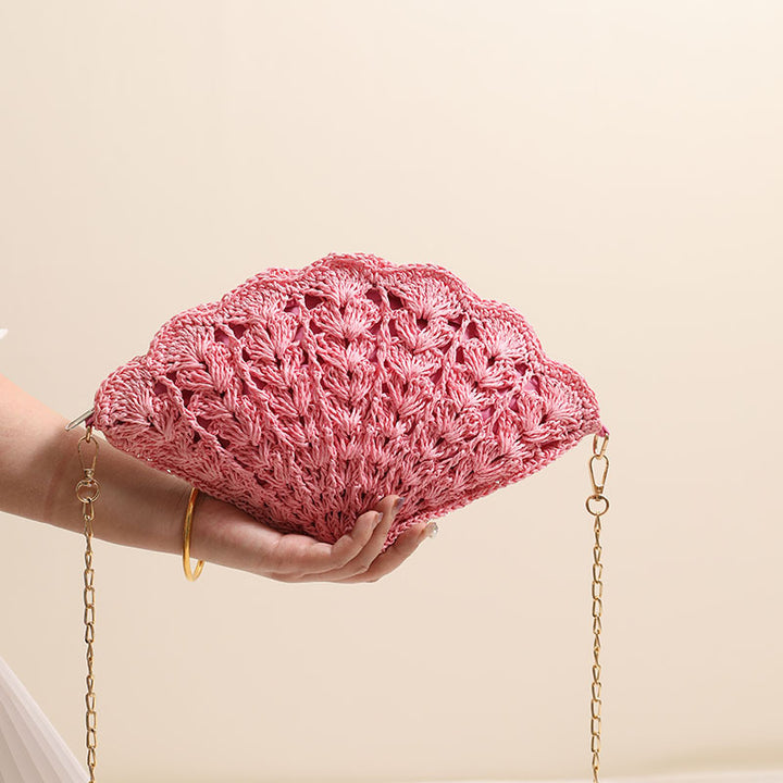 Shell Crossbody Straw Bag Beach Vacation Bag