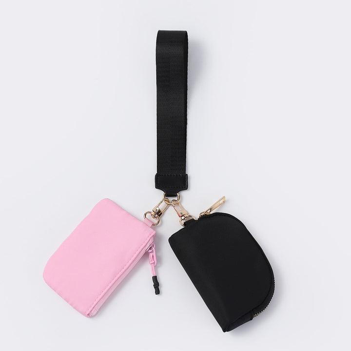 Dual Pouch Wristlet Portable Mini Coin Purse-black