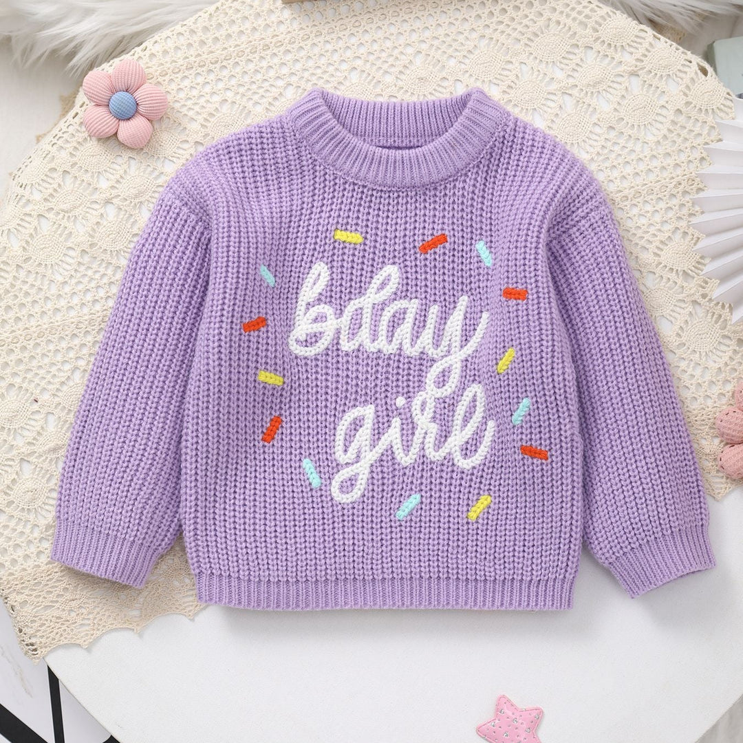 Sweet Birthday Baby Girl Sprinkle Knit Sweater