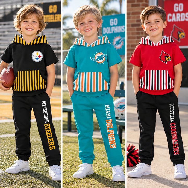 Boys Game Day Football Team Hoodie Top & Pants Outfit