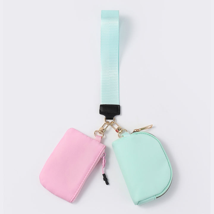 Dual Pouch Wristlet Portable Mini Coin Purse-teal