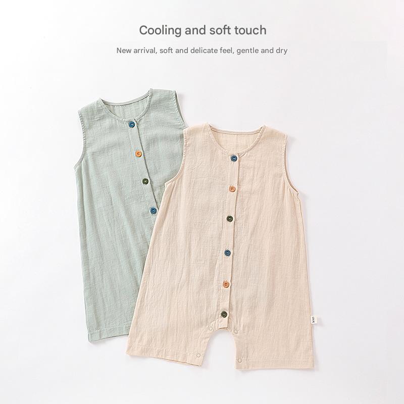 Baby summer sleeveless breathable cotton jumpsuit