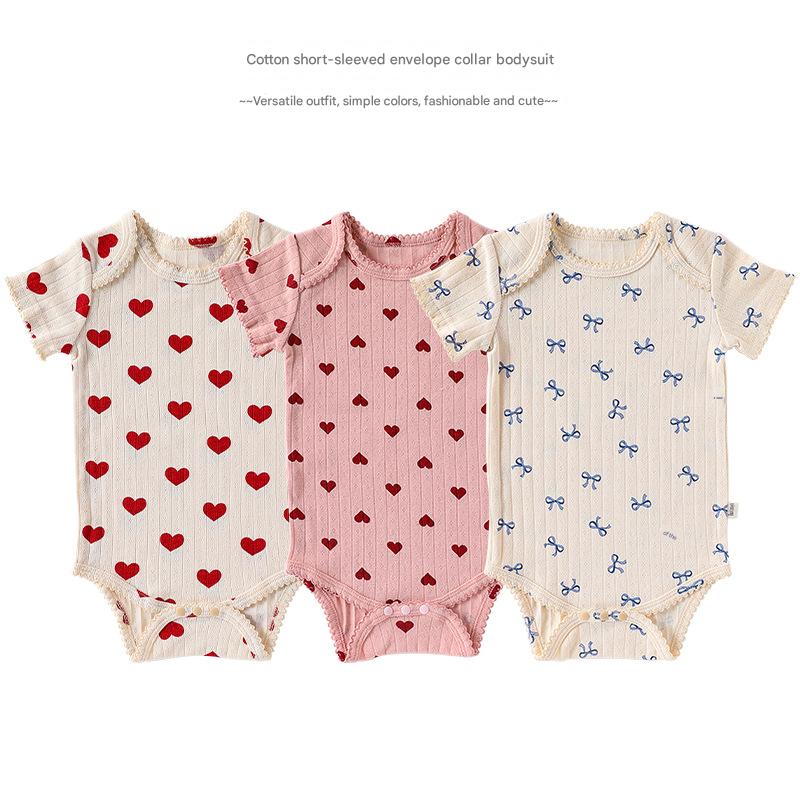 Baby summer pure cotton envelope collar lace romper