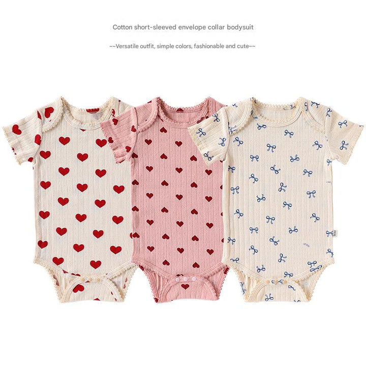 Baby summer pure cotton envelope collar lace romper