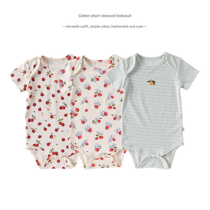 Baby summer pure cotton fruit printed envelope collar romper