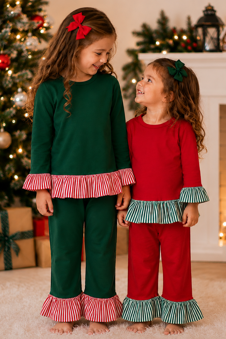 Girls Soft Christmas Loungewear Pajamas Set