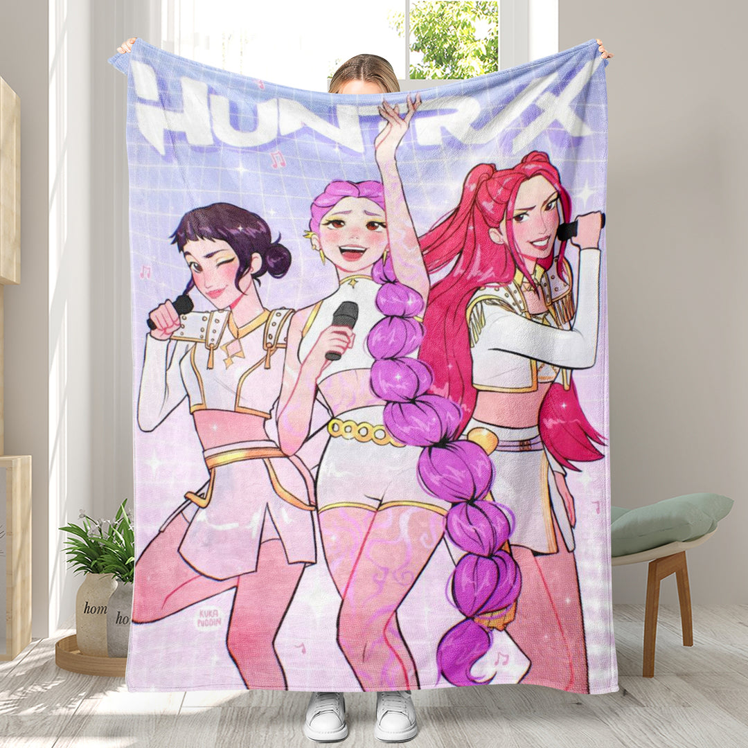 Kpop demon Hunters Throw Blanket soft flannel Blanket