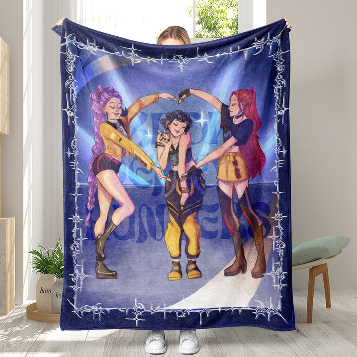 Kpop demon Hunters Throw Blanket soft flannel Blanket