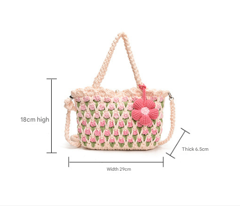 Hand-Crocheted Sweet Floral Shoulder Bag for summer