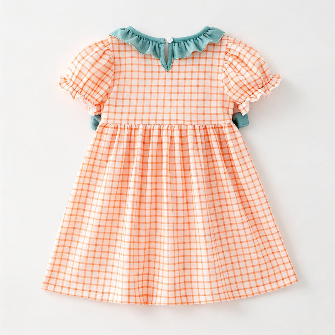 Custom Embroidery Name Orange Plaid Pumpkin Sibling Clothing Collection