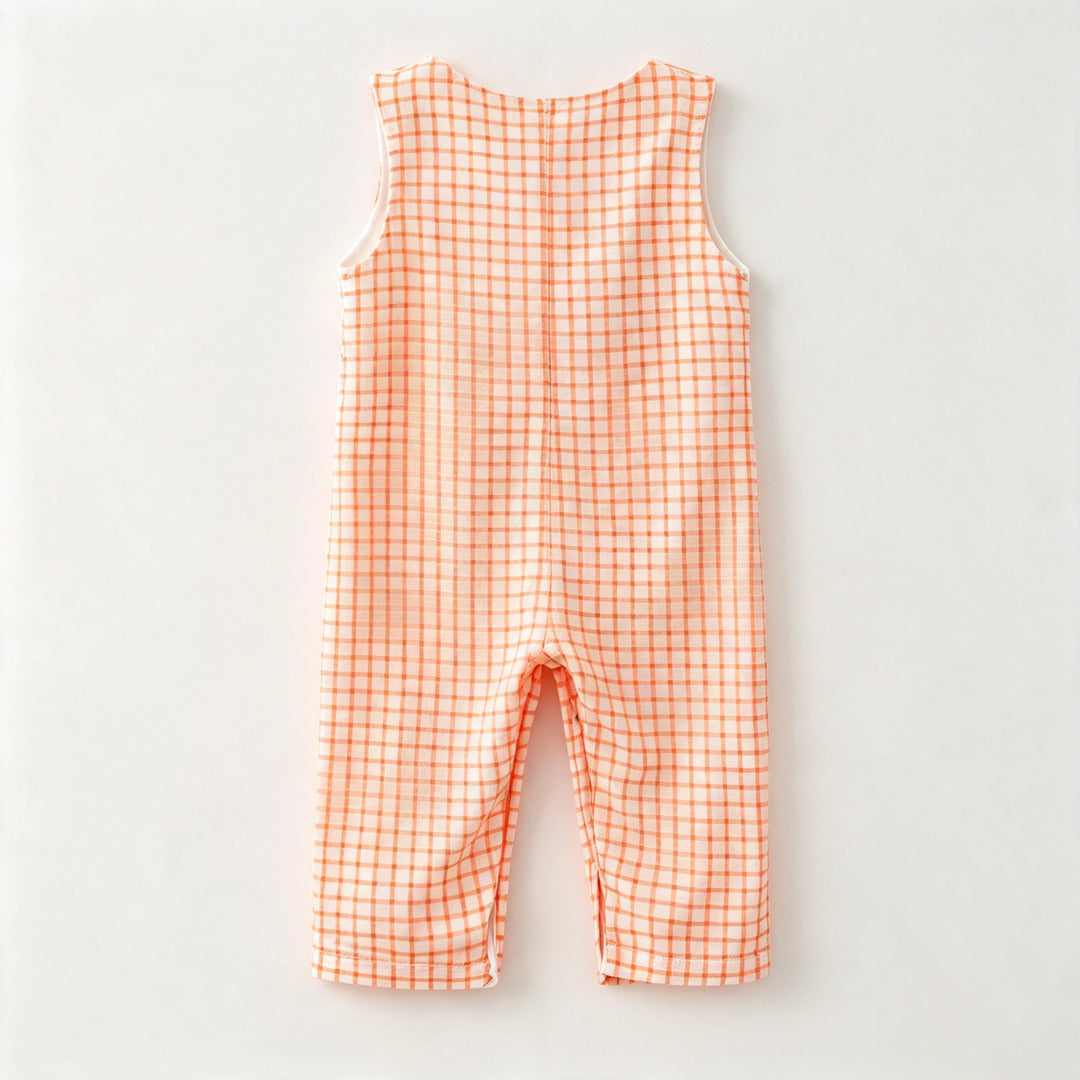 Custom Embroidery Name Orange Plaid Pumpkin Sibling Clothing Collection