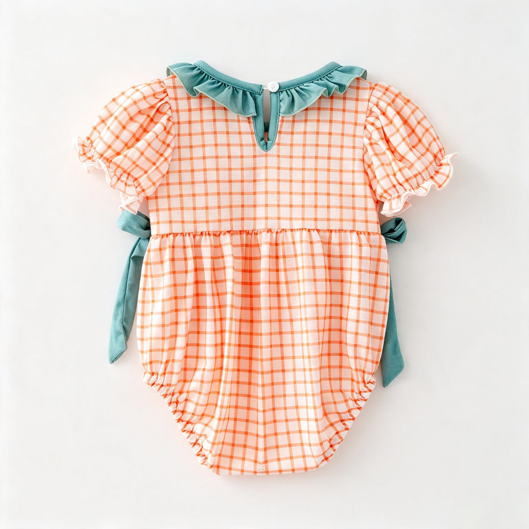 Custom Embroidery Name Orange Plaid Pumpkin Sibling Clothing Collection