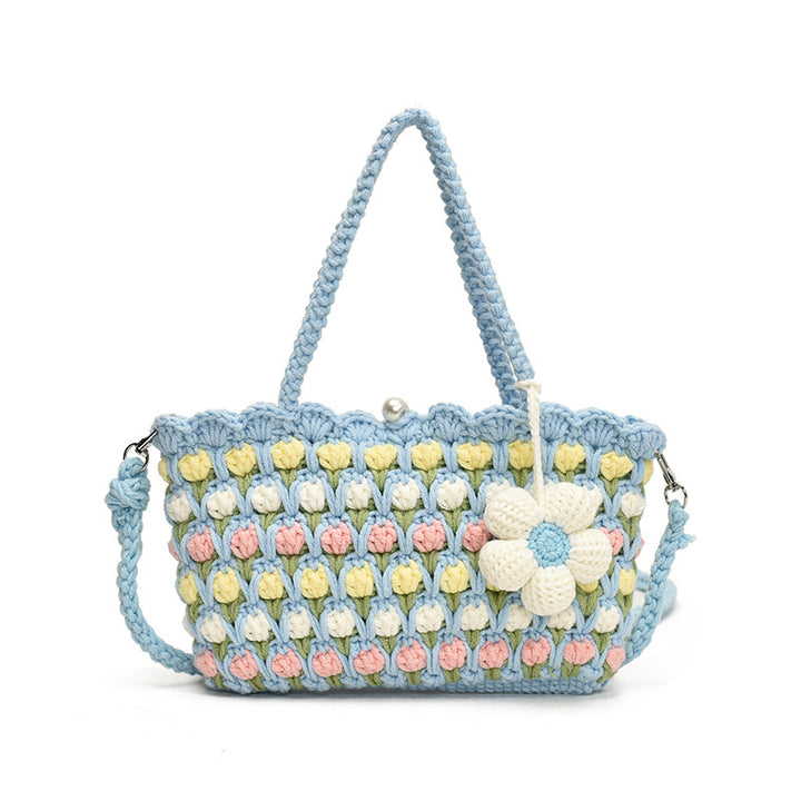 Hand-Crocheted Sweet Floral Shoulder Bag for summer