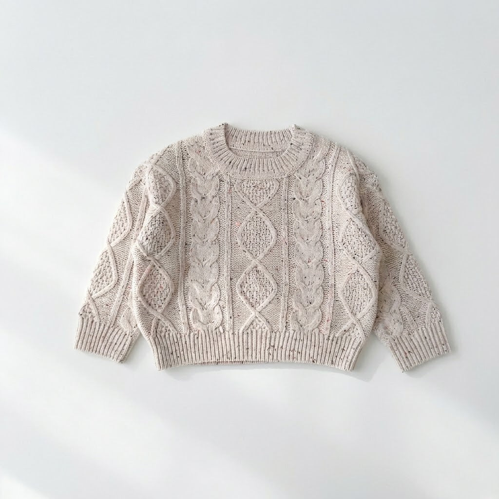 Girls Cable Knit Speckled Pullover Sweater &amp; Matching Knit Pants Outfits