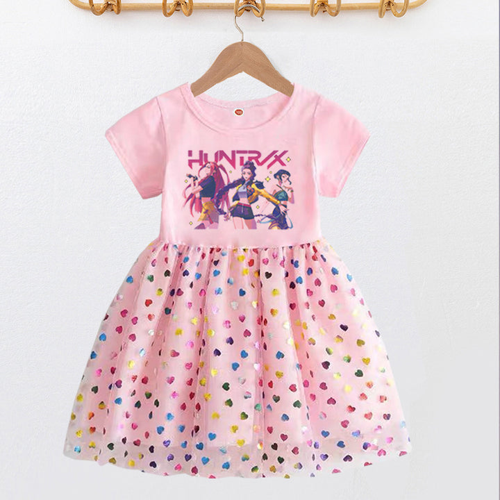 Girls'huntr/x inspired short-sleeved tutu sequin dress