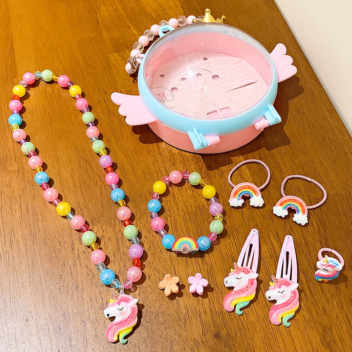 Girls'cartoon unicorn necklace accessory set gift for friends