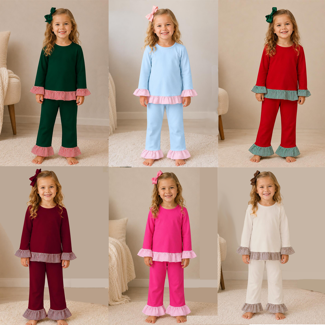 Girls Soft Christmas Loungewear Pajamas Set