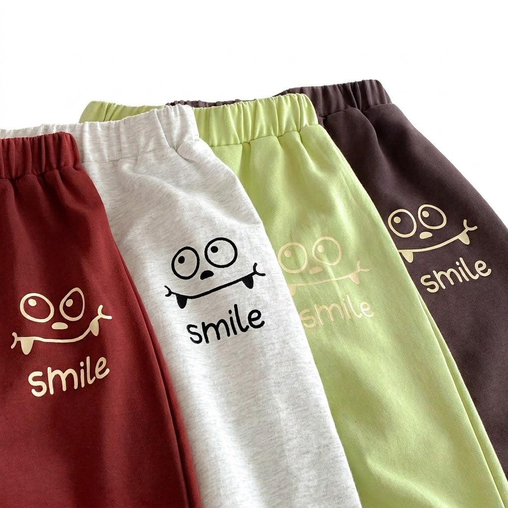 Kids Cute Cartoon Monster Smile Sweatshirt &amp; Pants Set