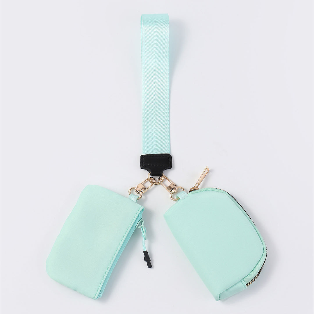 Dual Pouch Wristlet Portable Mini Coin Purse-teal