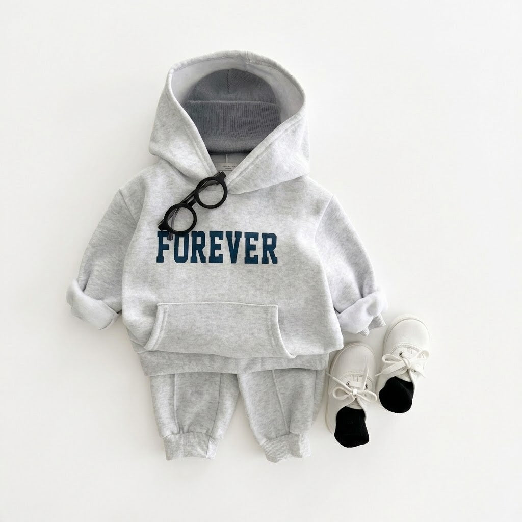 Kids Fleece-Lined Pullover Hoodie &amp; Sweatpants 2PCS Set