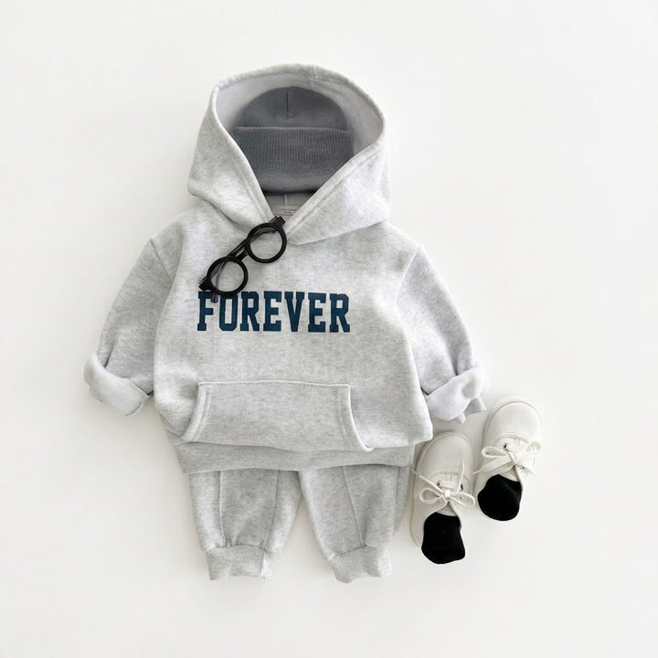 Kids Fleece-Lined Pullover Hoodie &amp; Sweatpants 2PCS Set