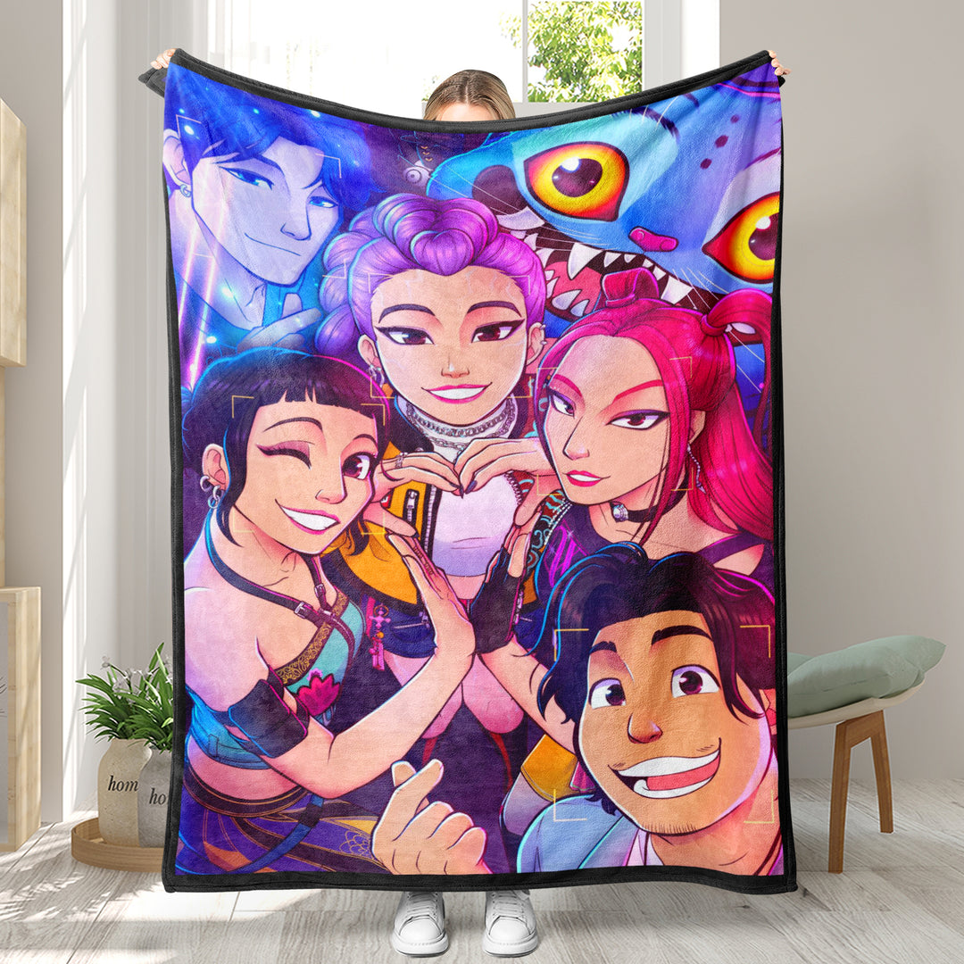 Kpop demon Hunters Throw Blanket soft flannel Blanket