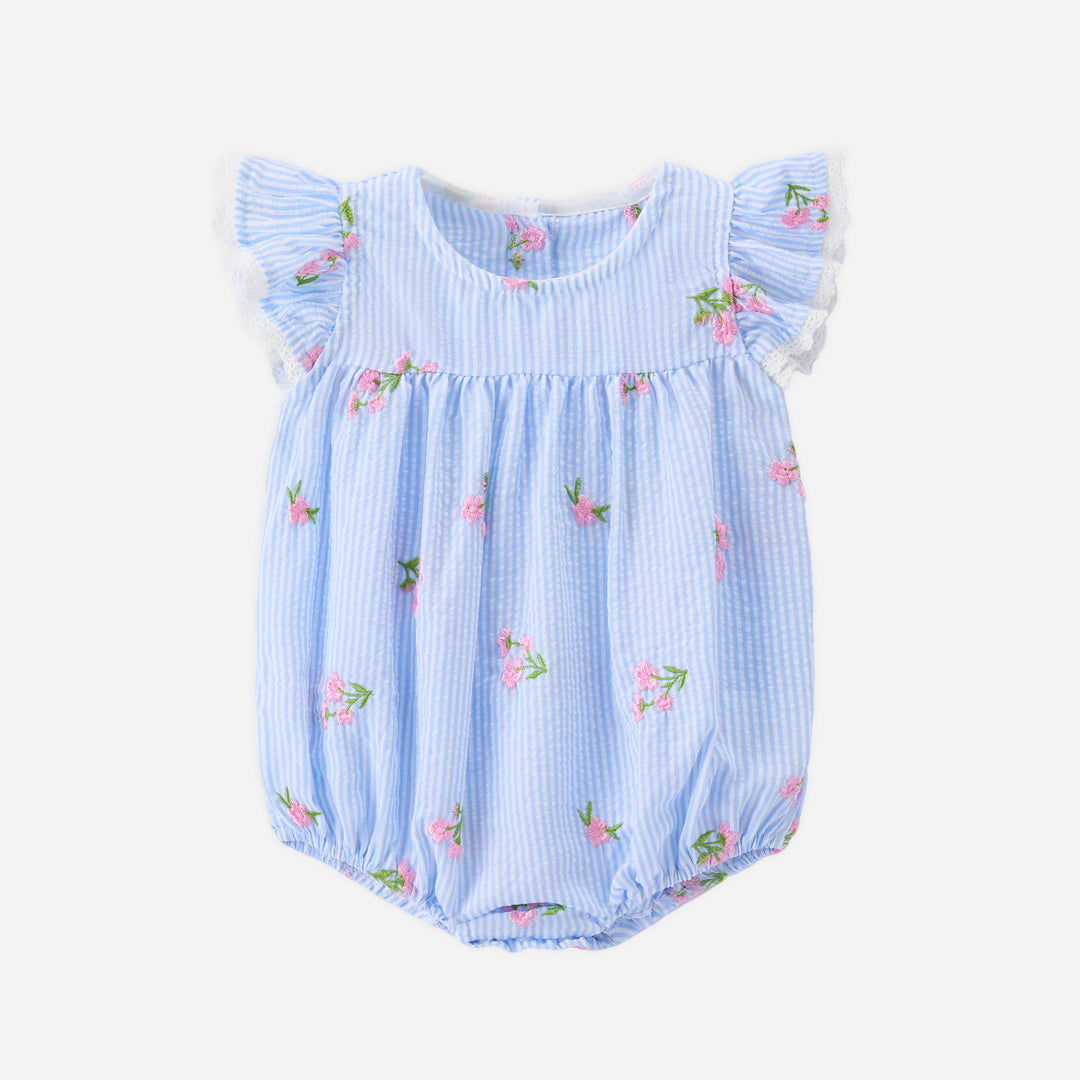 Baby floral embroidered flutter sleeve bodysuit romper