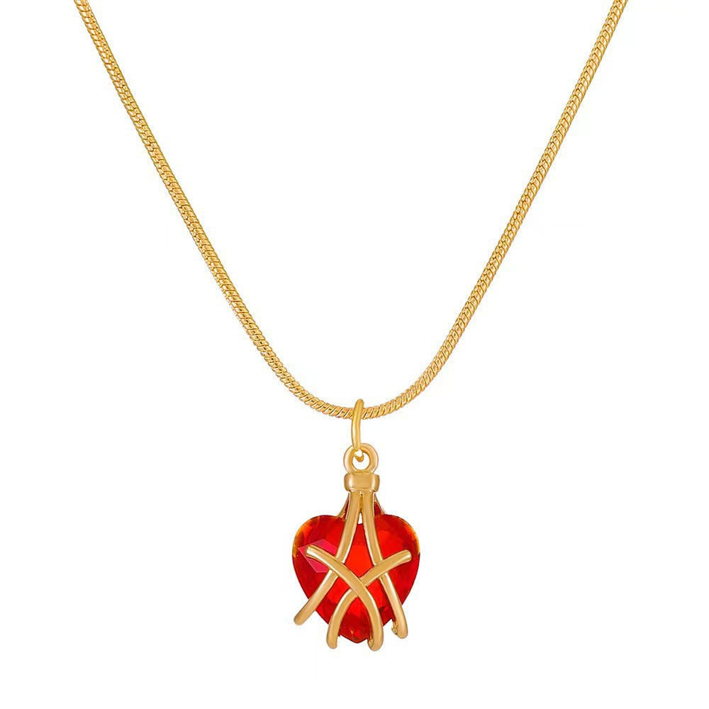 Valentine's Heart gemstone necklace Birthstone Necklace