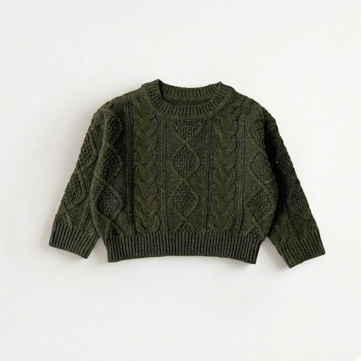 Girls Cable Knit Speckled Pullover Sweater &amp; Matching Knit Pants Outfits