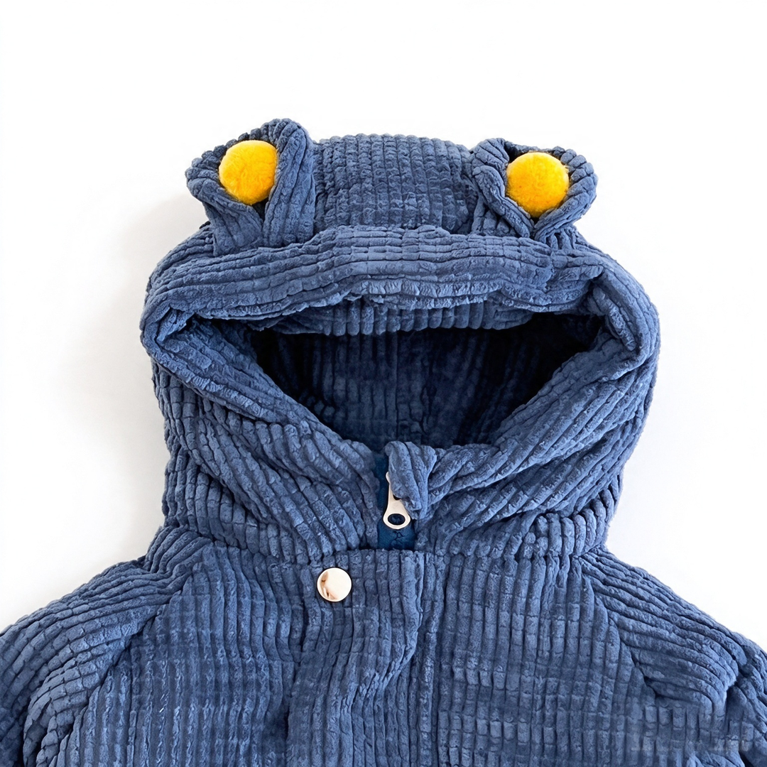 Baby Corduroy Bear Ear Hooded Quilted Jacket Coat