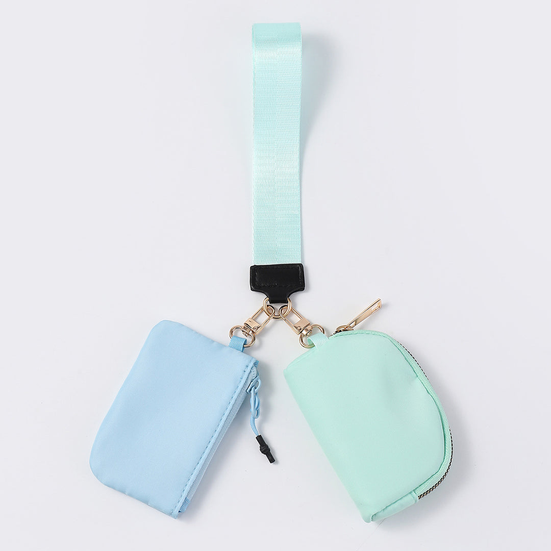 Dual Pouch Wristlet Portable Mini Coin Purse-teal