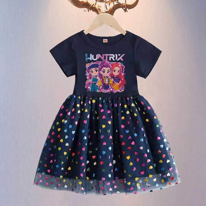 Girls'huntr/x inspired short-sleeved tutu sequin dress