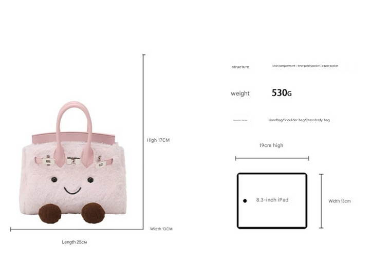 Winter Cartoon Furry Bag Kelly Handbag for women